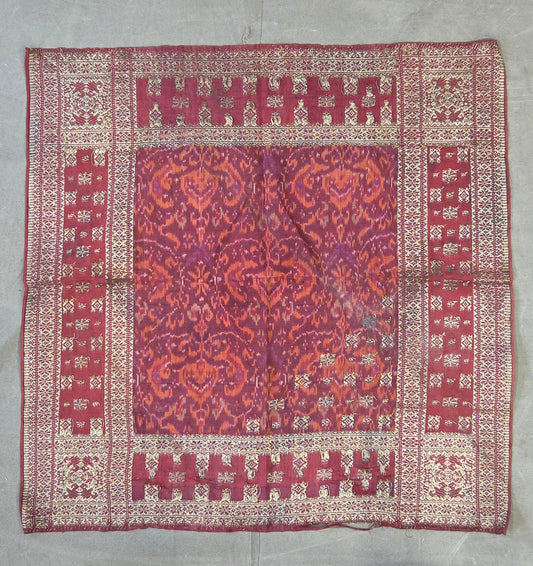 Antique Early 20th century Malaysian Ikat Songket Head Cloth from Sumatra