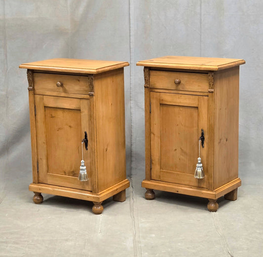 Vintage Eastern European Natural Pine Nighstands - a pair