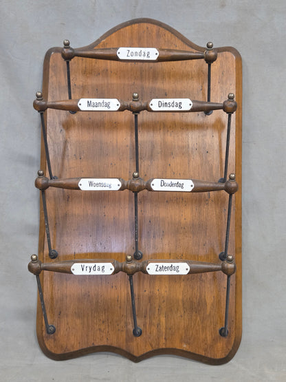 Antique Dutch Wall Mounted Organizational Rack for Newspapers/Magazines