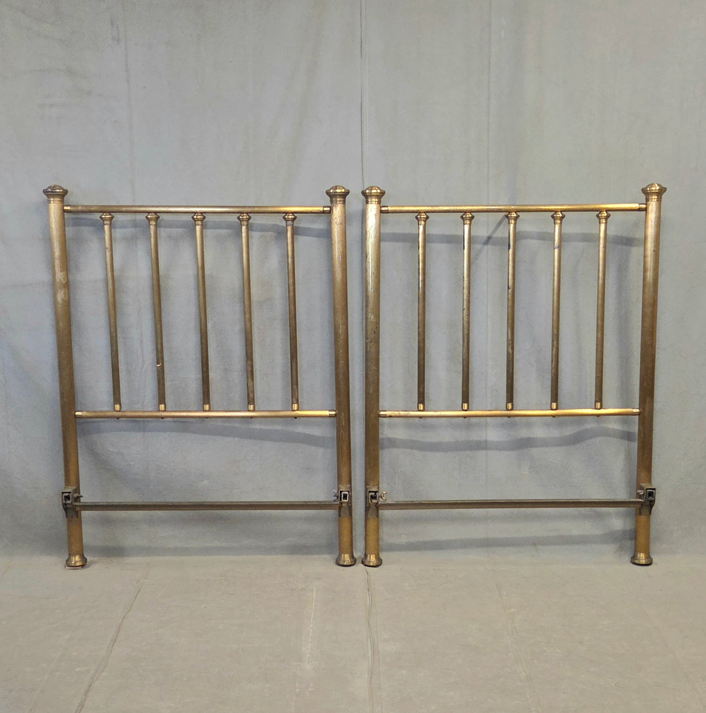 Antique Brass Twin Bed Headboards - A Pair