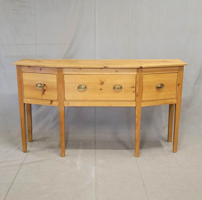 Vintage Shaker Style Pine Console Sideboard Buffet With Brass Pulls