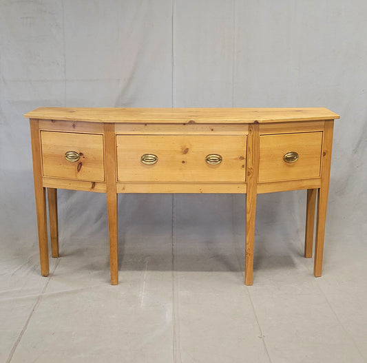 Vintage Shaker Style Pine Console Sideboard Buffet With Brass Pulls