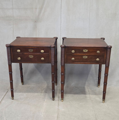 Antique Mahogany Federal Style Nightstands with Interior Slant Desk - a Pair