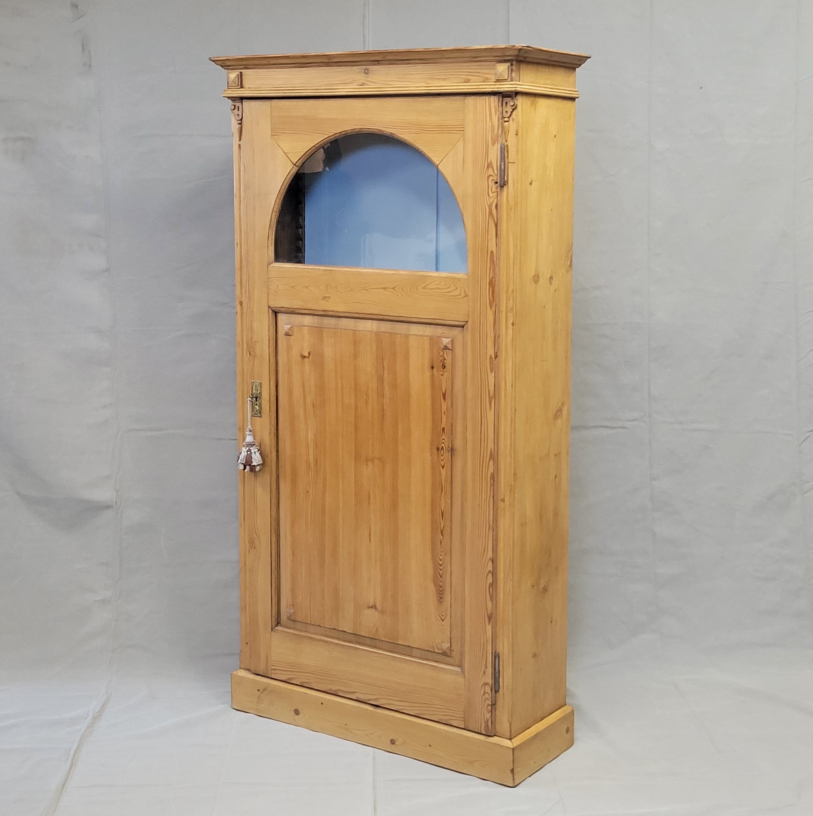 Inset Bookcase Antique Dutch Pine Single Door Bookcase Cabinet With Glass Inset ...