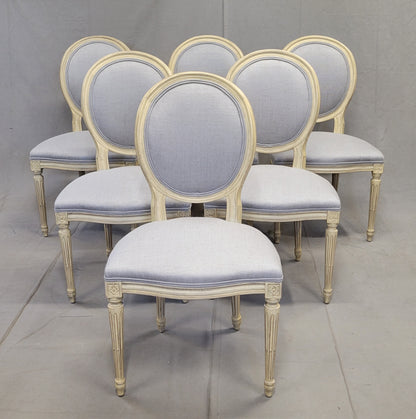 Vintage Baker Furniture French Louis XVI Painted Dining Chairs Reupholstered - Set of 6