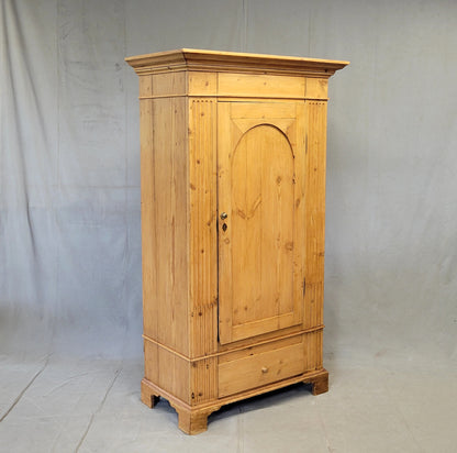Antique 19th Century German Pine Single Door Armoire Wardrobe