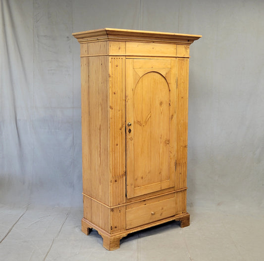 Antique 19th Century German Pine Single Door Armoire Wardrobe