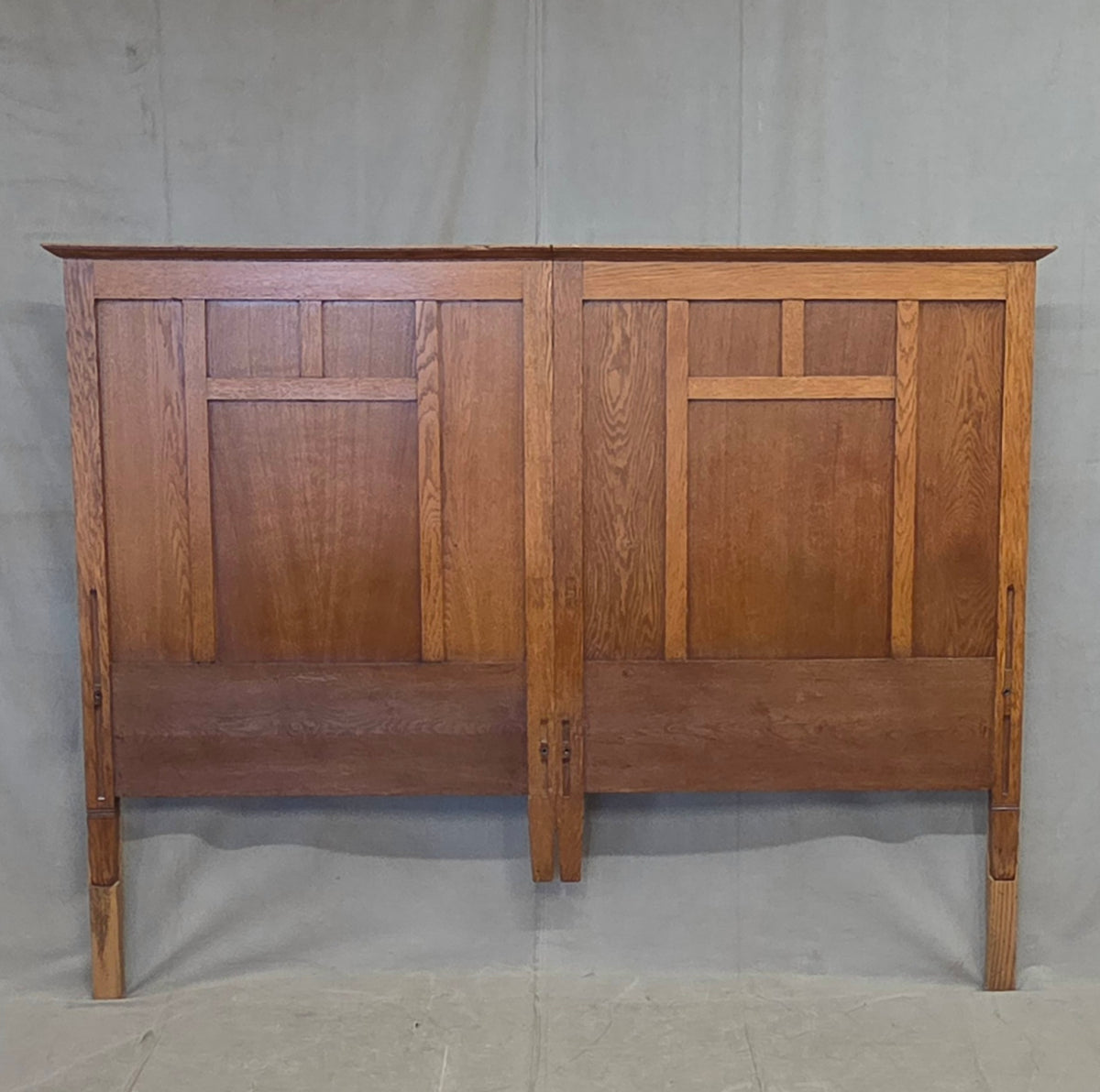 Antique Oak King Size Headboard, Arts & Crafts Style, USA, Circa 1920