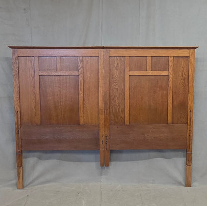 Antique Oak King Size Headboard, Arts & Crafts Style, USA, Circa 1920