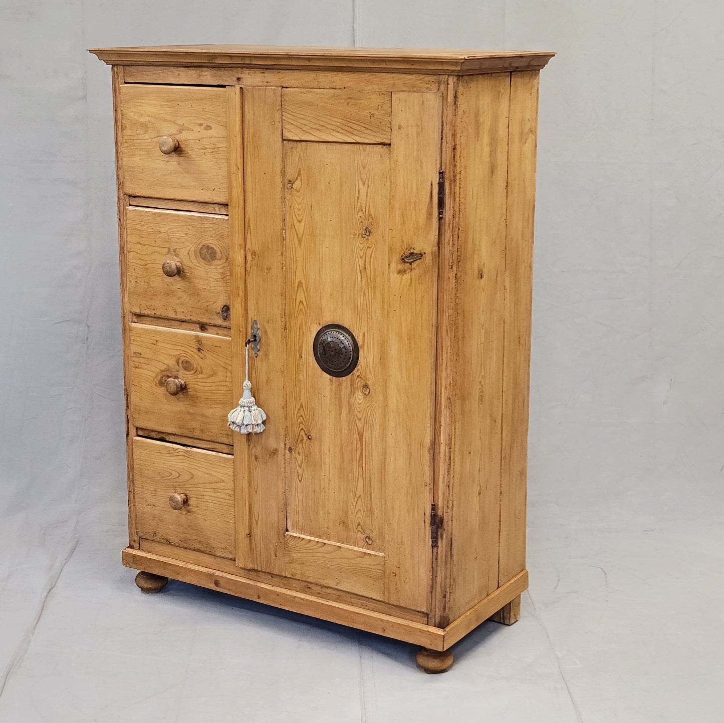 Antique Czech Pine Locking Pie or Larder Cabinet