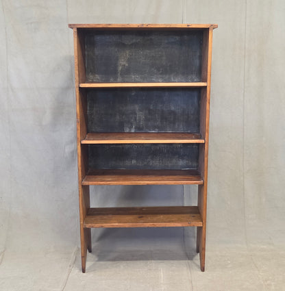 Vintage Rustic Primitive Handmade Pine Bookcase with Metal Backing