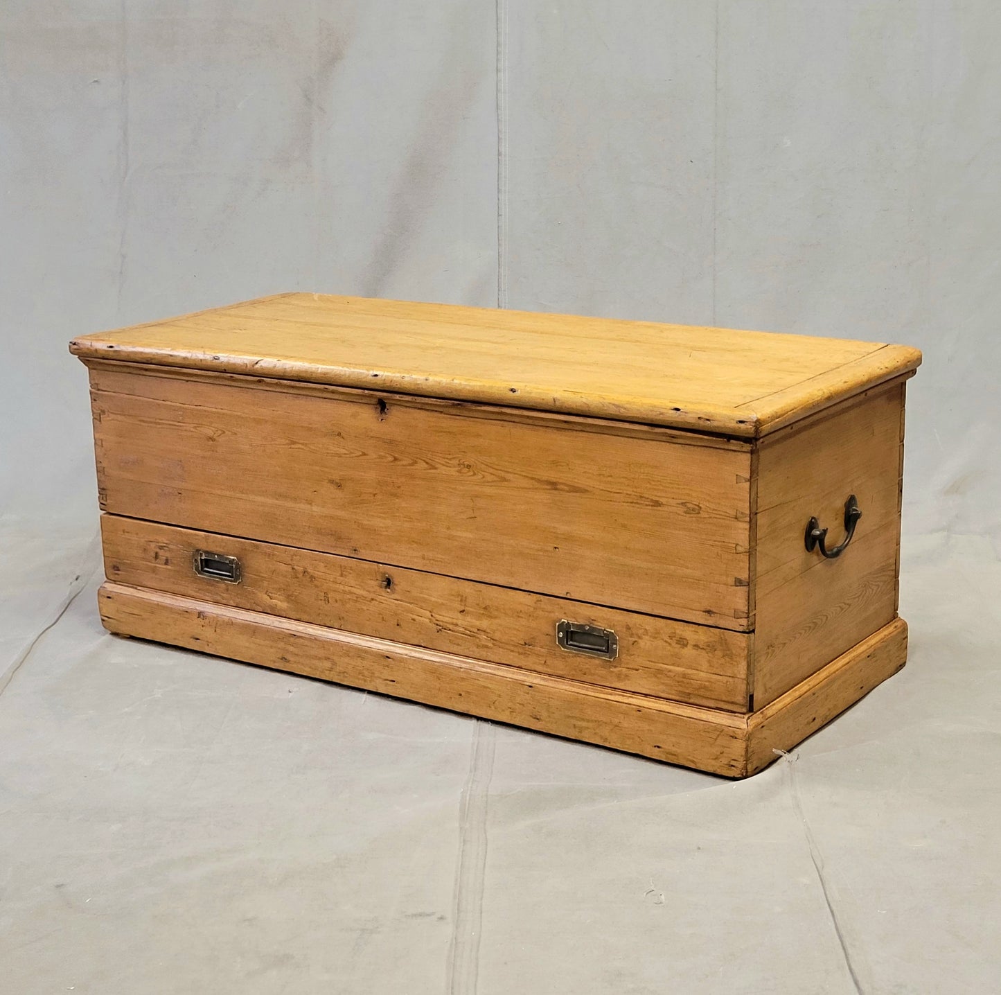 Antique English Pine Blanket Chest With Drawer
