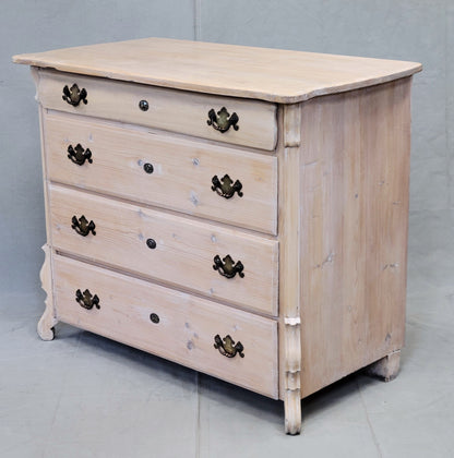 Antique Dutch Whitewashed Pine Dresser Chest of Drawers