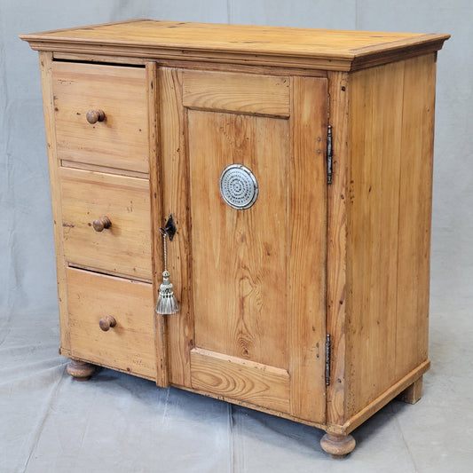 Antique German Pine Locking Pie or Larder Cabinet