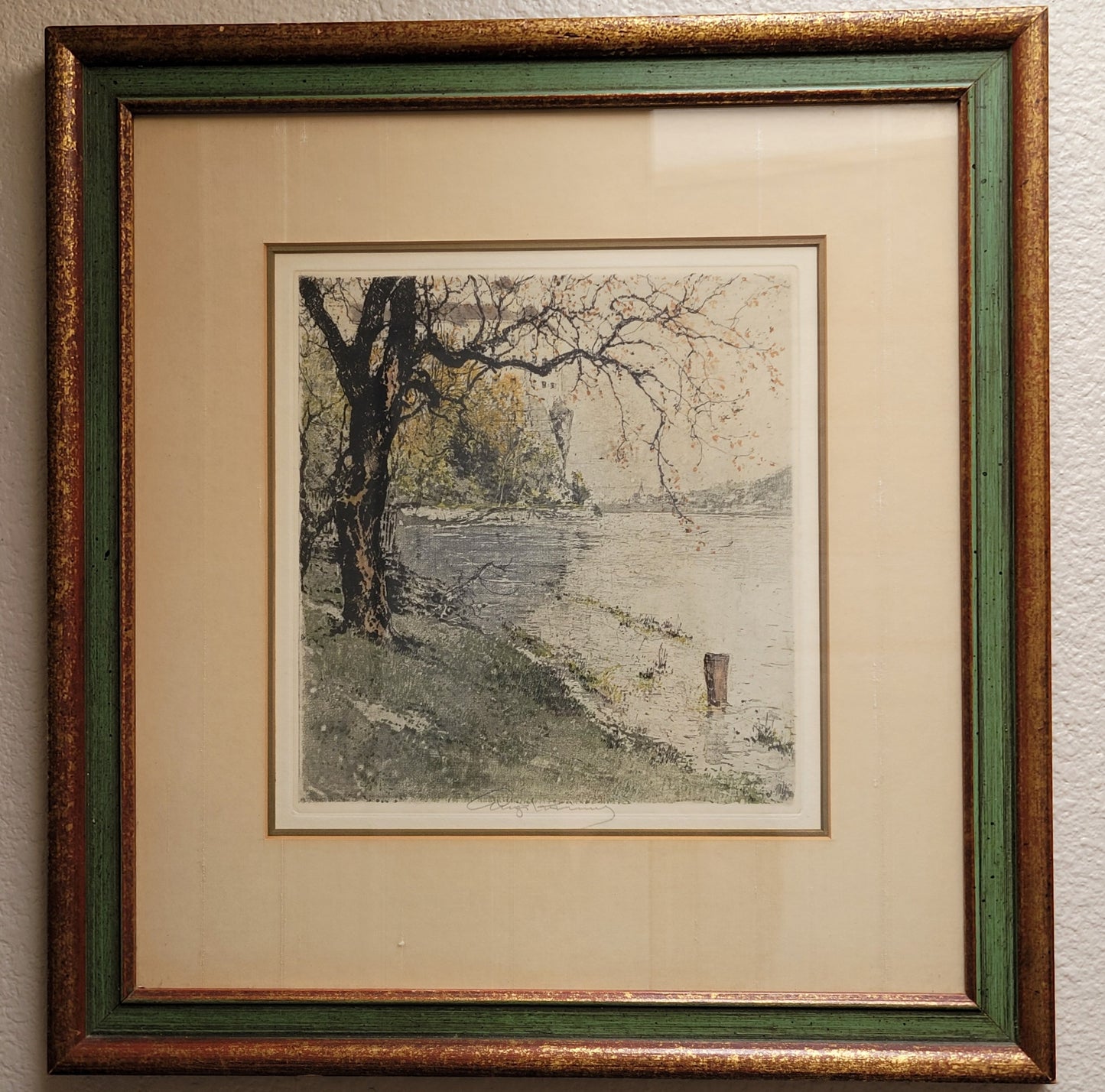 Etching of Persenberg Castle (Austria) by Luigi Kasimir (1881-1962)