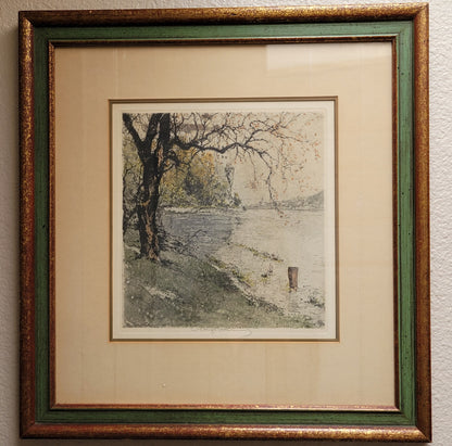 Etching of Persenberg Castle (Austria) by Luigi Kasimir (1881-1962)