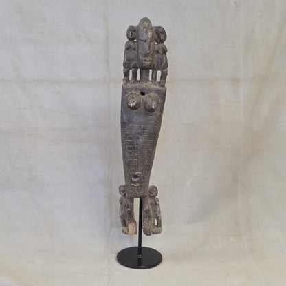 Vintage African Dogon Carved Figural Doorway Latch on a Custom Metal Stand
