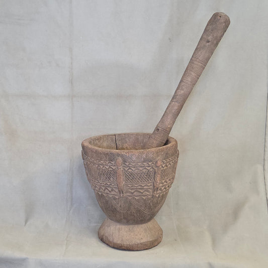 Old African Dogon Hand Carved Wood Oversized Mortar and Pestle