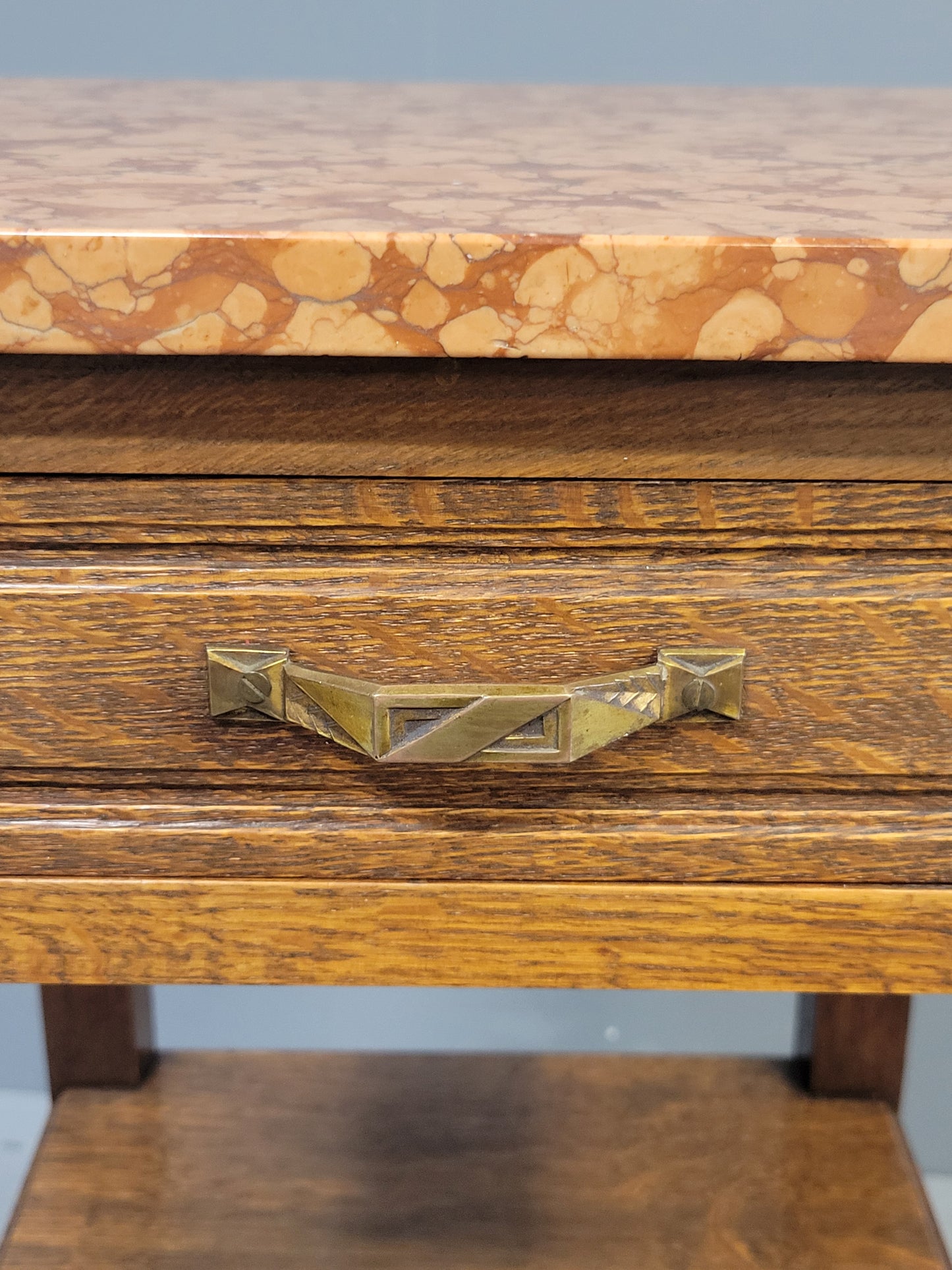 Antique European Oak and Italian Marble Pot Cupboards Nightstands - a Pair