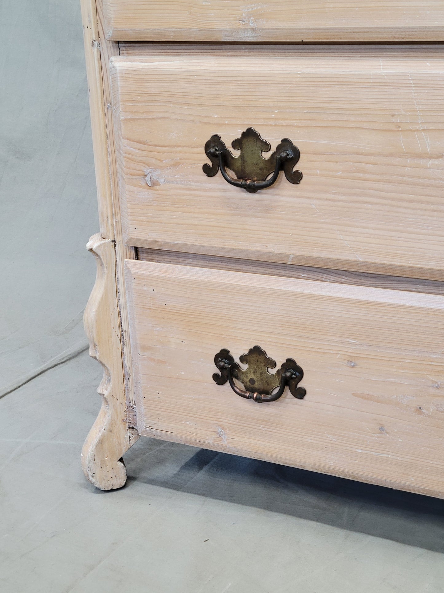 Antique Dutch Whitewashed Pine Dresser Chest of Drawers