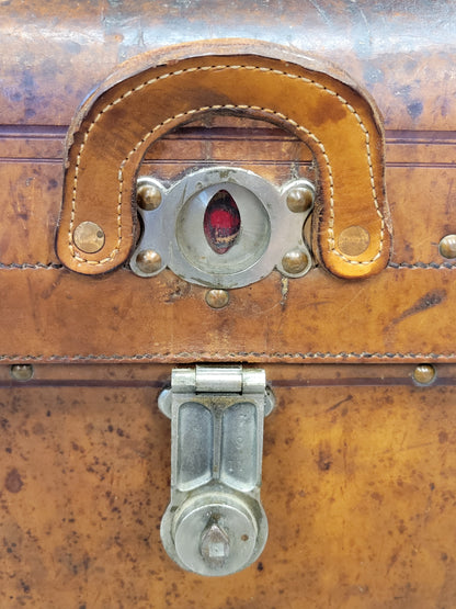 Antique Circa 1875 Sole Leather Clad Western Trunk