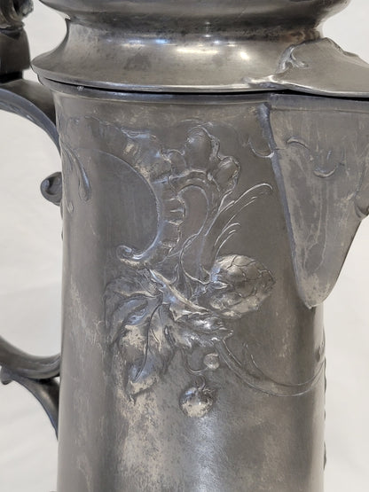 Antique Circa 1900 Art Nouveau Kayserzinn "4009" Pewter Tankard