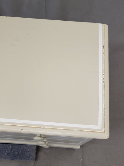 Antique 1920s English Dresser Chest of Drawers with Old Cream and White Paint