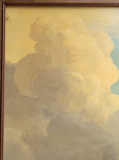 Seascape Painting with Sailboats by Oliver Trowell (British, dated 1969)