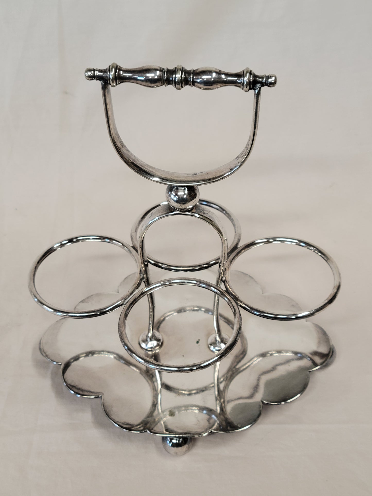 Antique Silverplate and Glass Four Bottle Cruet Set