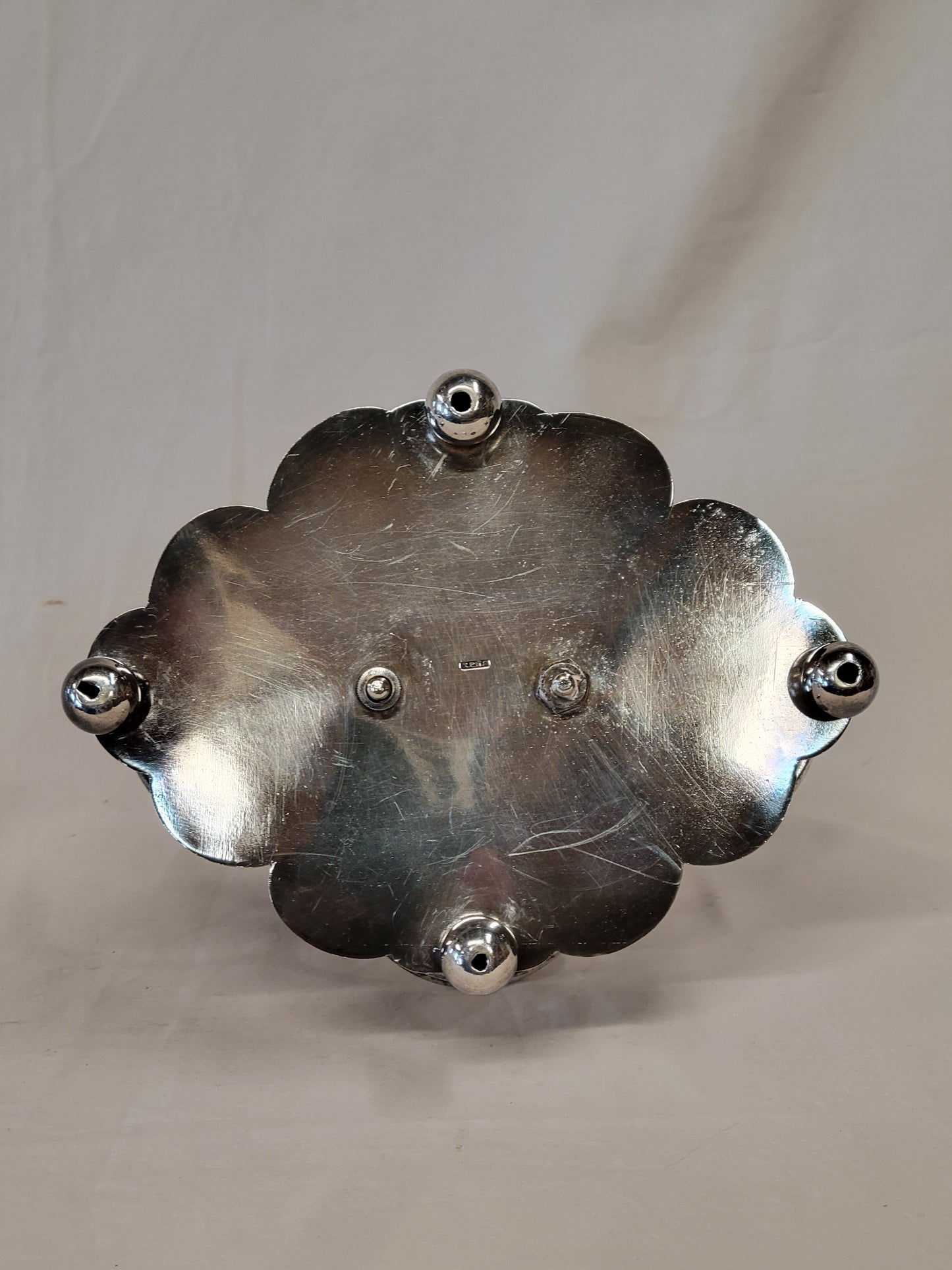 Antique Silverplate and Glass Four Bottle Cruet Set