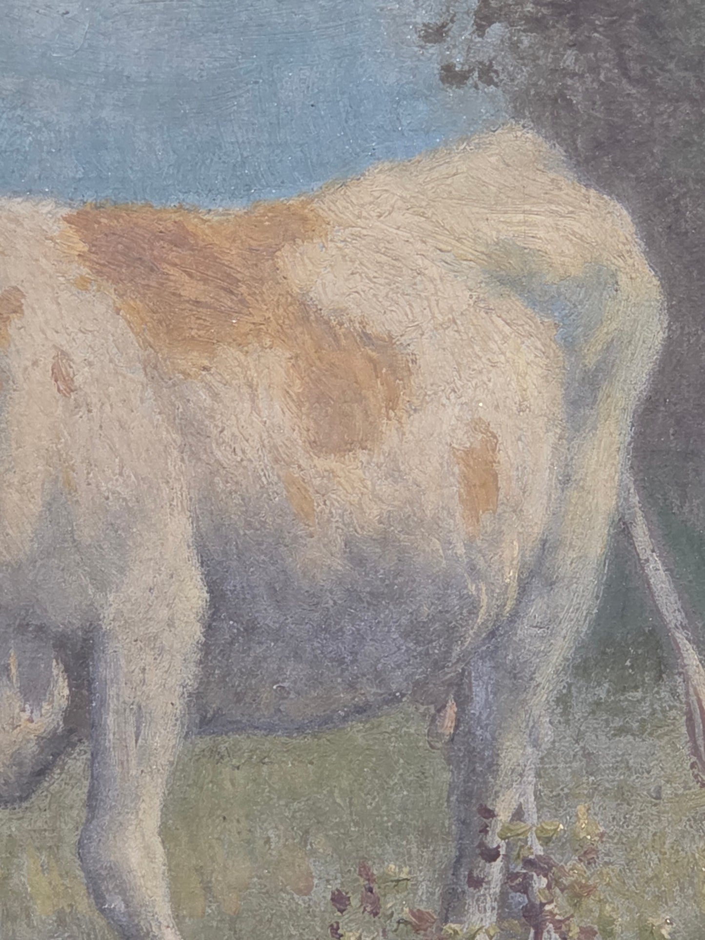 Robert Atkinson Fox (1860-1935), Cow in a Stream, Gouache on Canvas Painting