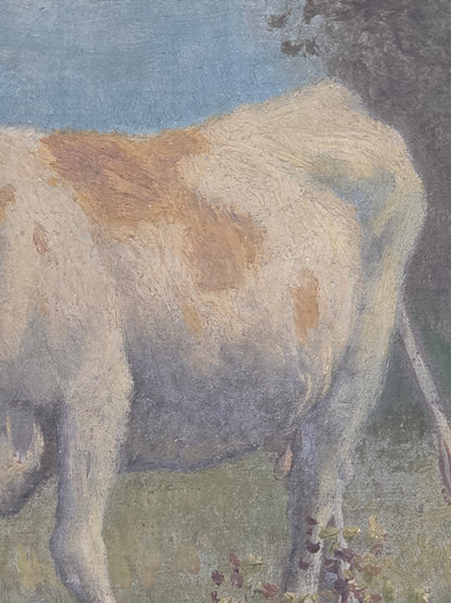 Robert Atkinson Fox (1860-1935), Cow in a Stream, Gouache on Canvas Painting