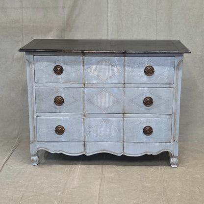 Vintage Swedish Rococo Style Chest of Three Drawers With Brass Hardware