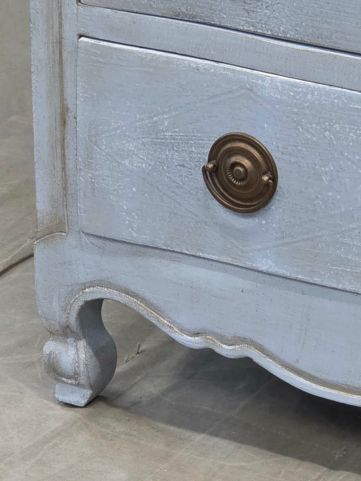 Vintage Swedish Rococo Style Chest of Three Drawers With Brass Hardware