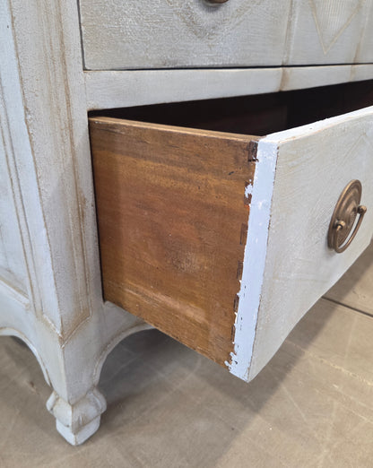 Vintage Swedish Rococo Style Chest of Three Drawers With Brass Hardware
