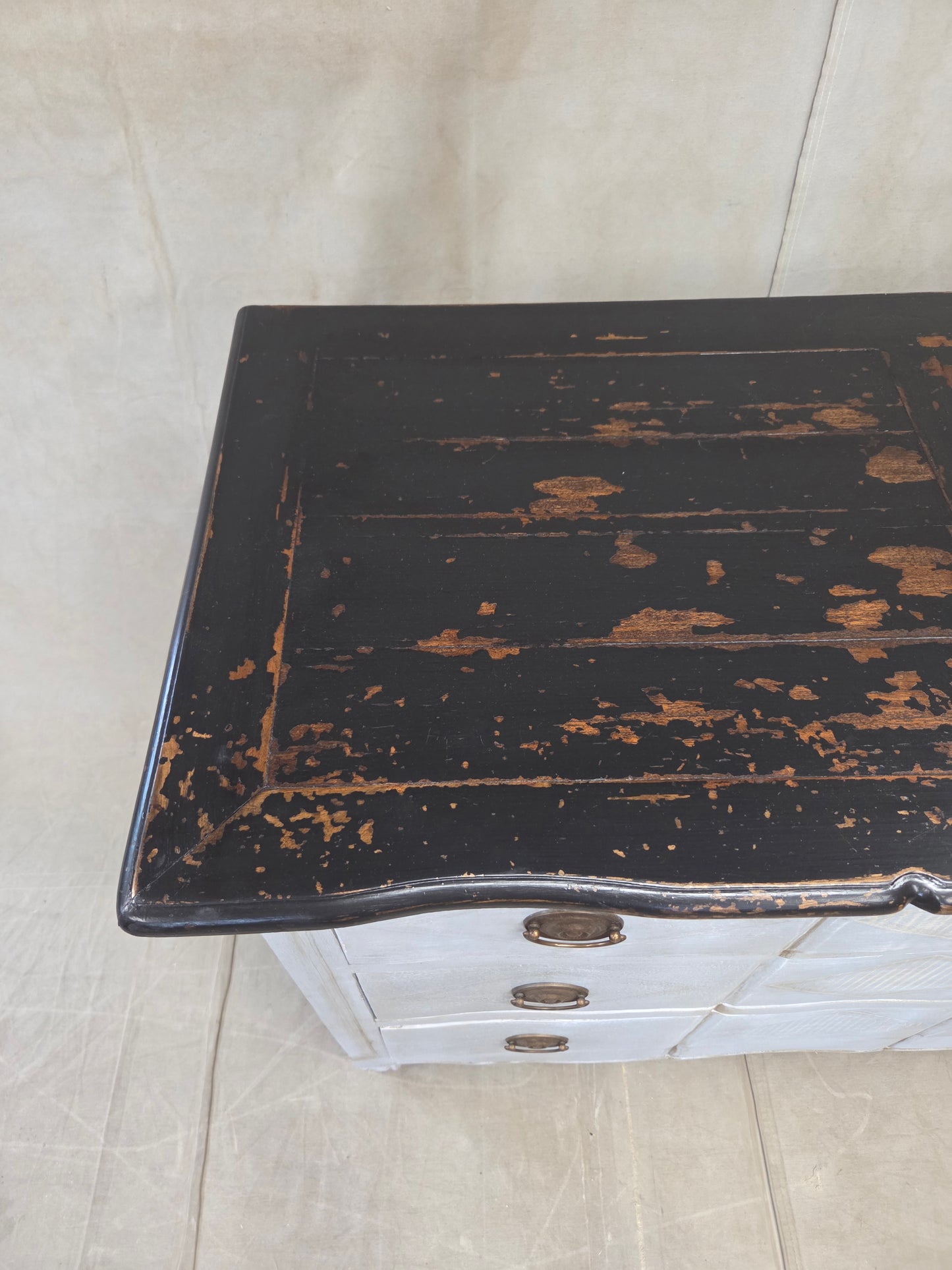 Vintage Swedish Rococo Style Chest of Three Drawers With Brass Hardware