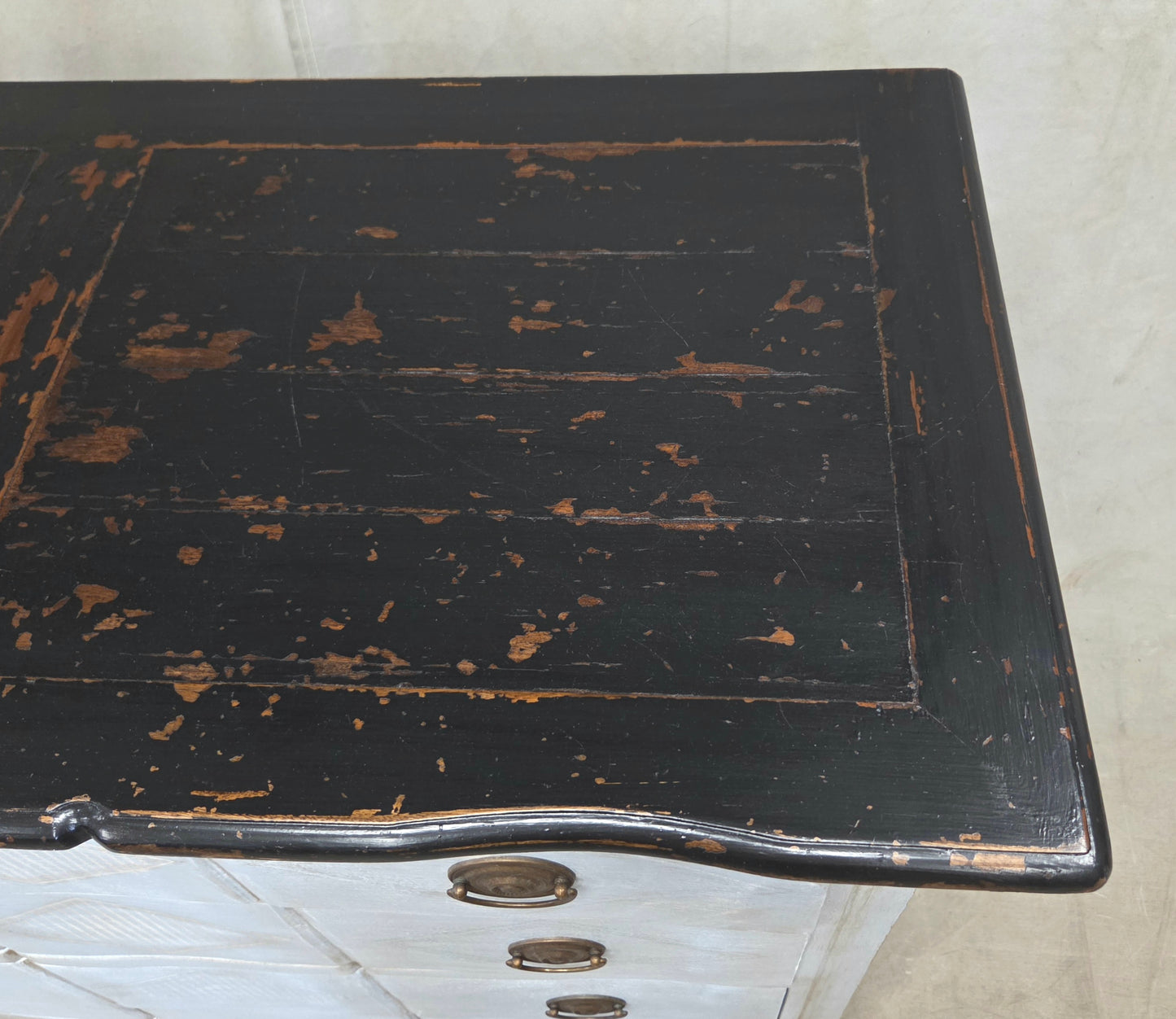 Vintage Swedish Rococo Style Chest of Three Drawers With Brass Hardware