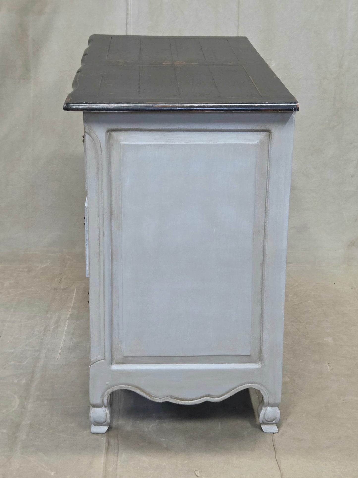 Vintage Swedish Rococo Style Chest of Three Drawers With Brass Hardware