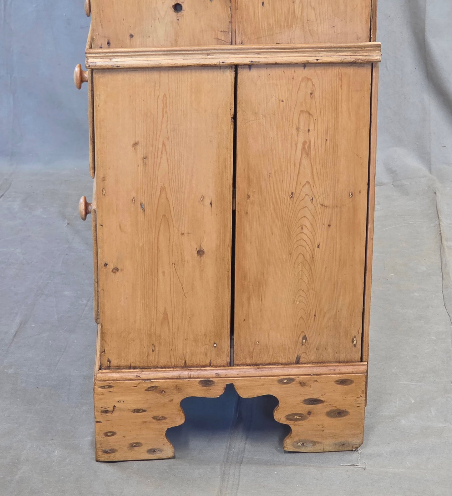 Antique 19th Century Irish Scrubbed Pine Linen Press Cabinet