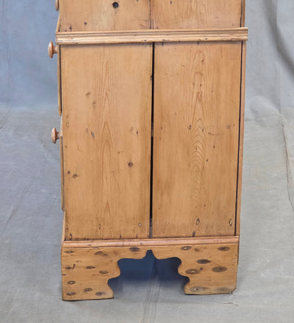 Antique 19th Century Irish Scrubbed Pine Linen Press Cabinet