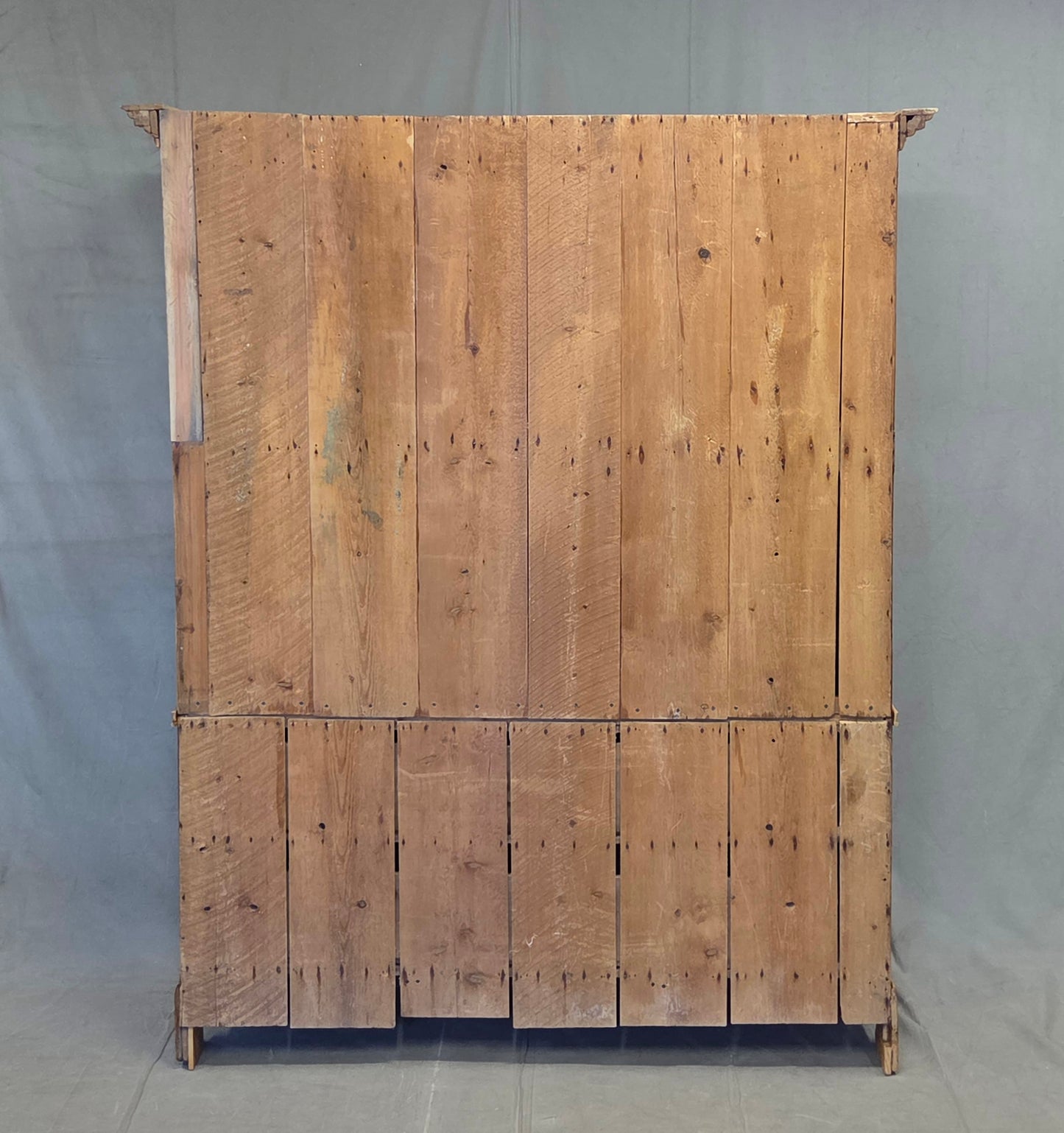 Antique 19th Century Irish Scrubbed Pine Linen Press Cabinet