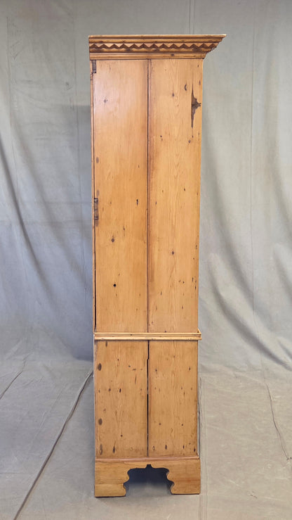 Antique 19th Century Irish Scrubbed Pine Linen Press Cabinet