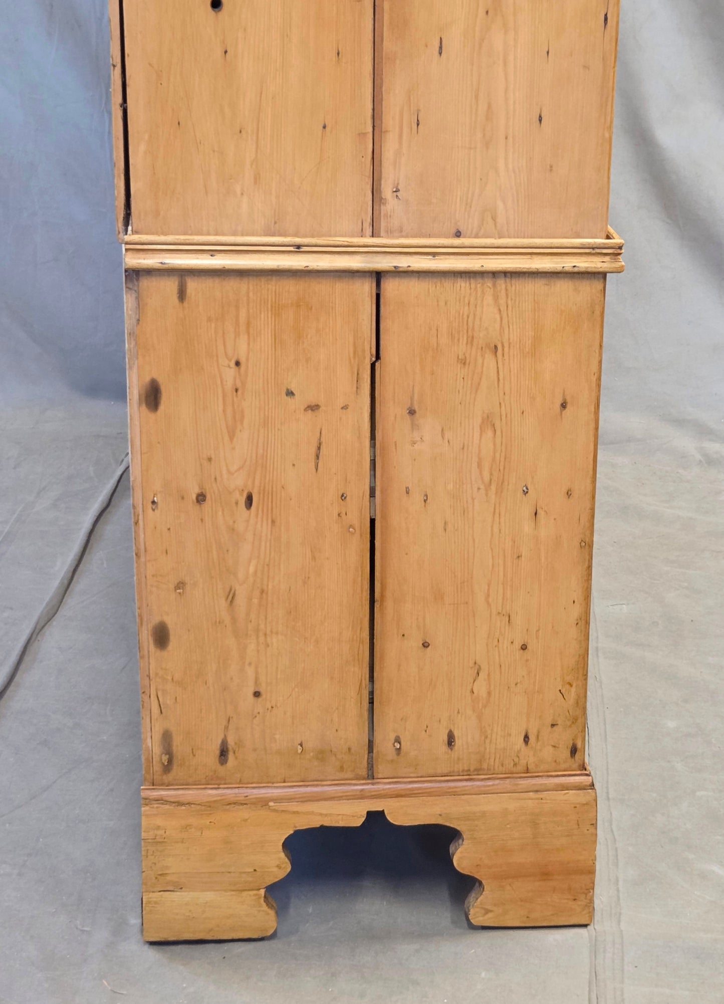 Antique 19th Century Irish Scrubbed Pine Linen Press Cabinet
