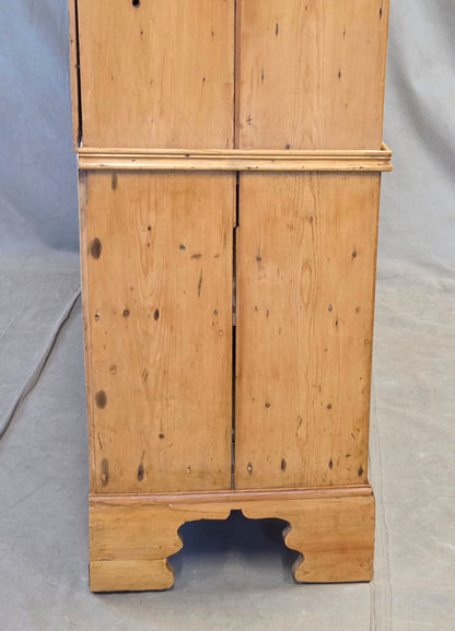 Antique 19th Century Irish Scrubbed Pine Linen Press Cabinet