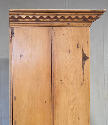Antique 19th Century Irish Scrubbed Pine Linen Press Cabinet