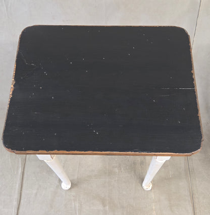 Antique Pine Nightstands Painted White with Gray Banding and Black Tops - a pair