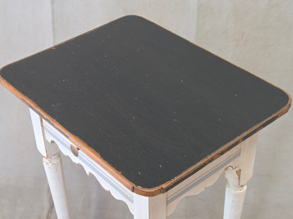Antique Pine Nightstands Painted White with Gray Banding and Black Tops - a pair