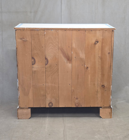 Vintage Rustic English Pine Five Drawer Dresser With Distress Painted and Stenciled Surface