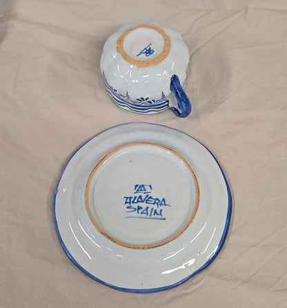 Vintage Spanish Talavera Blue and White 16 Piece Coffee Set