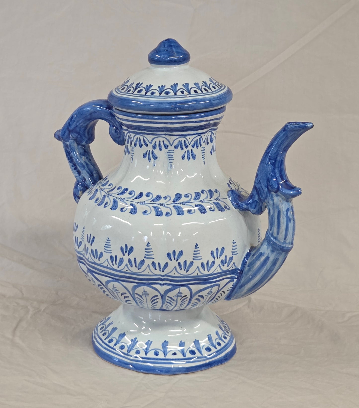 Vintage Spanish Talavera Blue and White 16 Piece Coffee Set